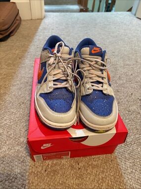 Nike Kids Blue and Orange Low-Top Sneakers with White Overlays